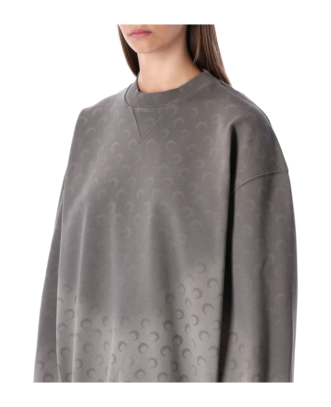 Marine Serre Faded Moon Fleece Relaxed Sweatshirt With All-over Print - DARK GREY DEGRADE
