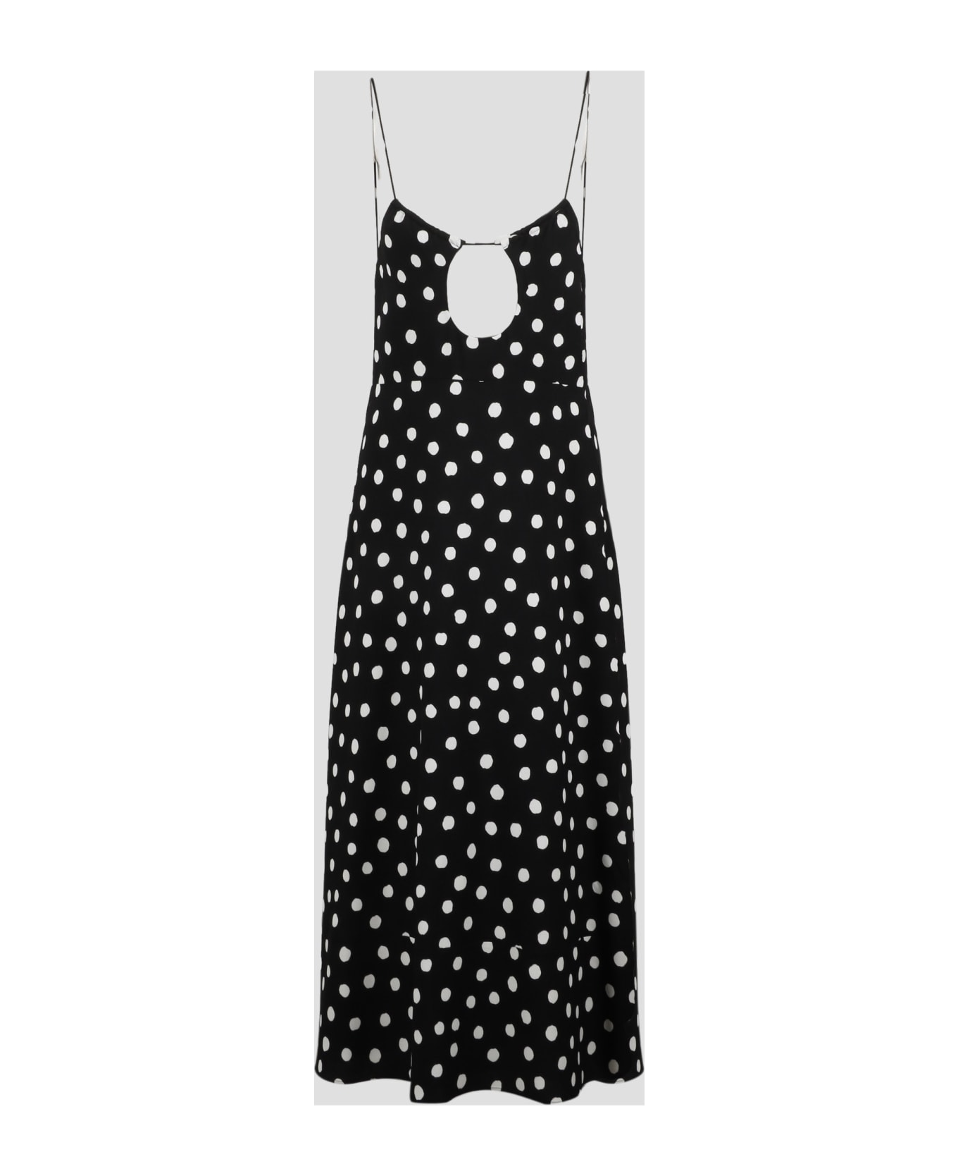 Saint Laurent Polka Dot Viscose Crepe Dress - Black