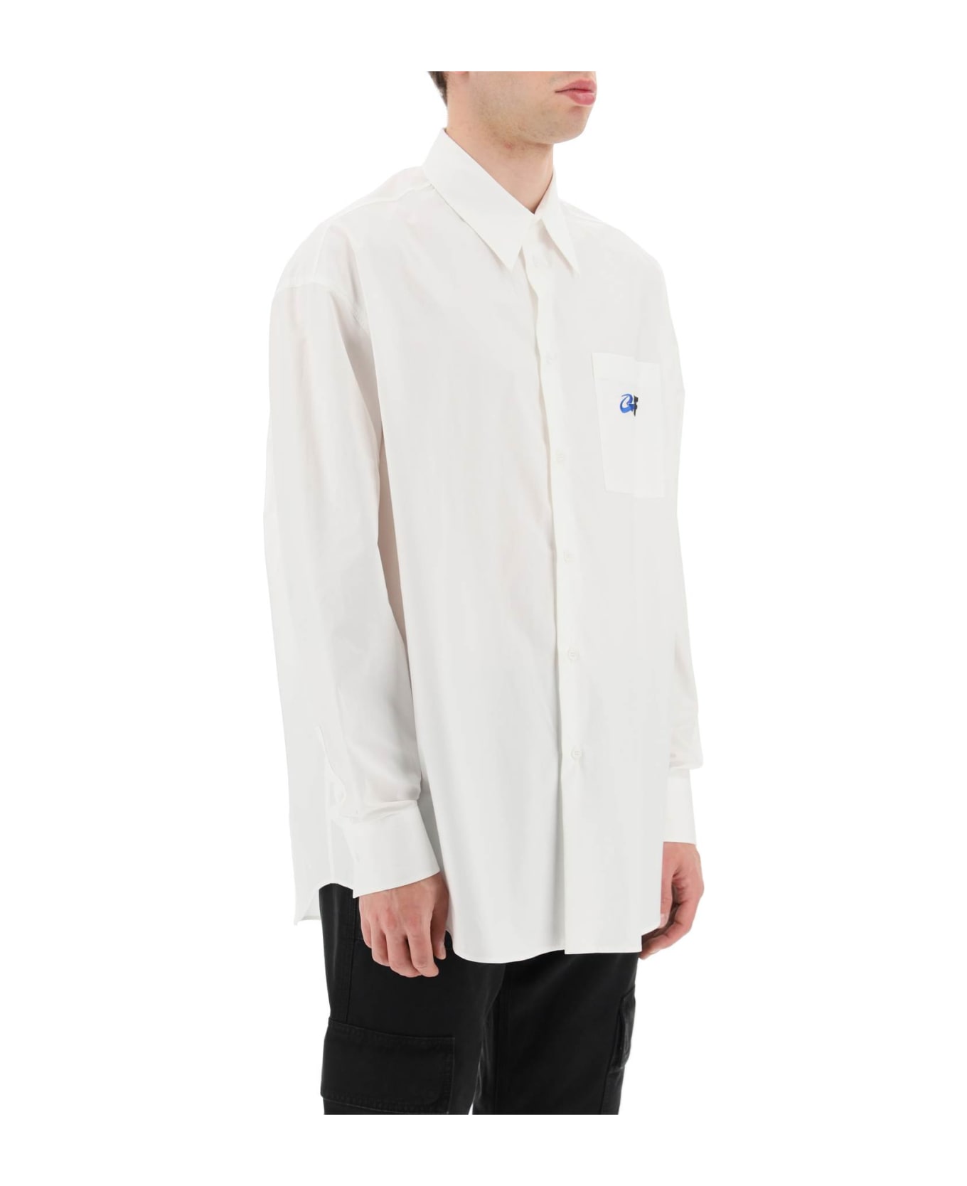 Off-White Exact Opposite Cotton Overshirt - WHITE BLACK (White) シャツ