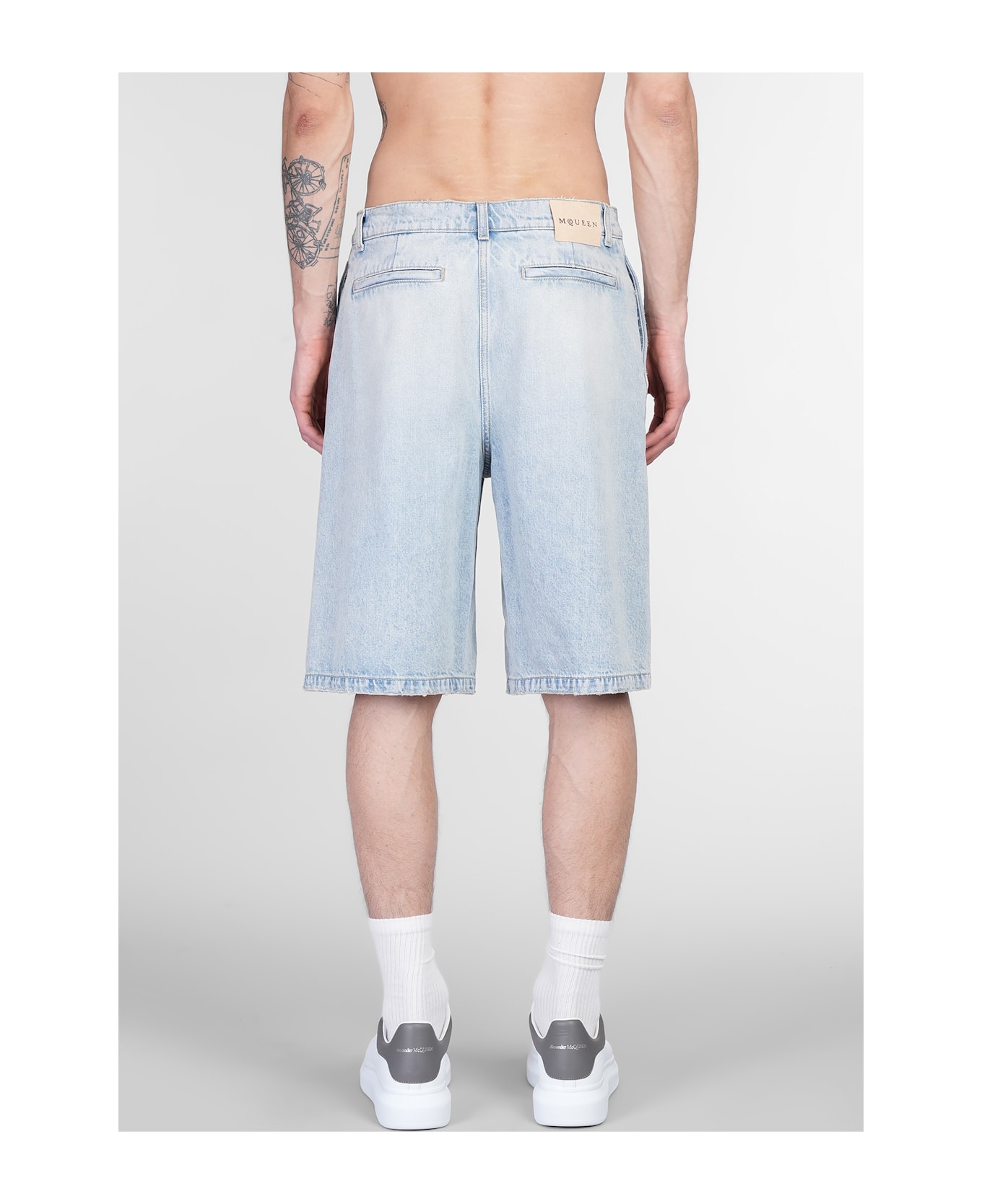 Alexander McQueen Shorts In Cyan Cotton - cyan