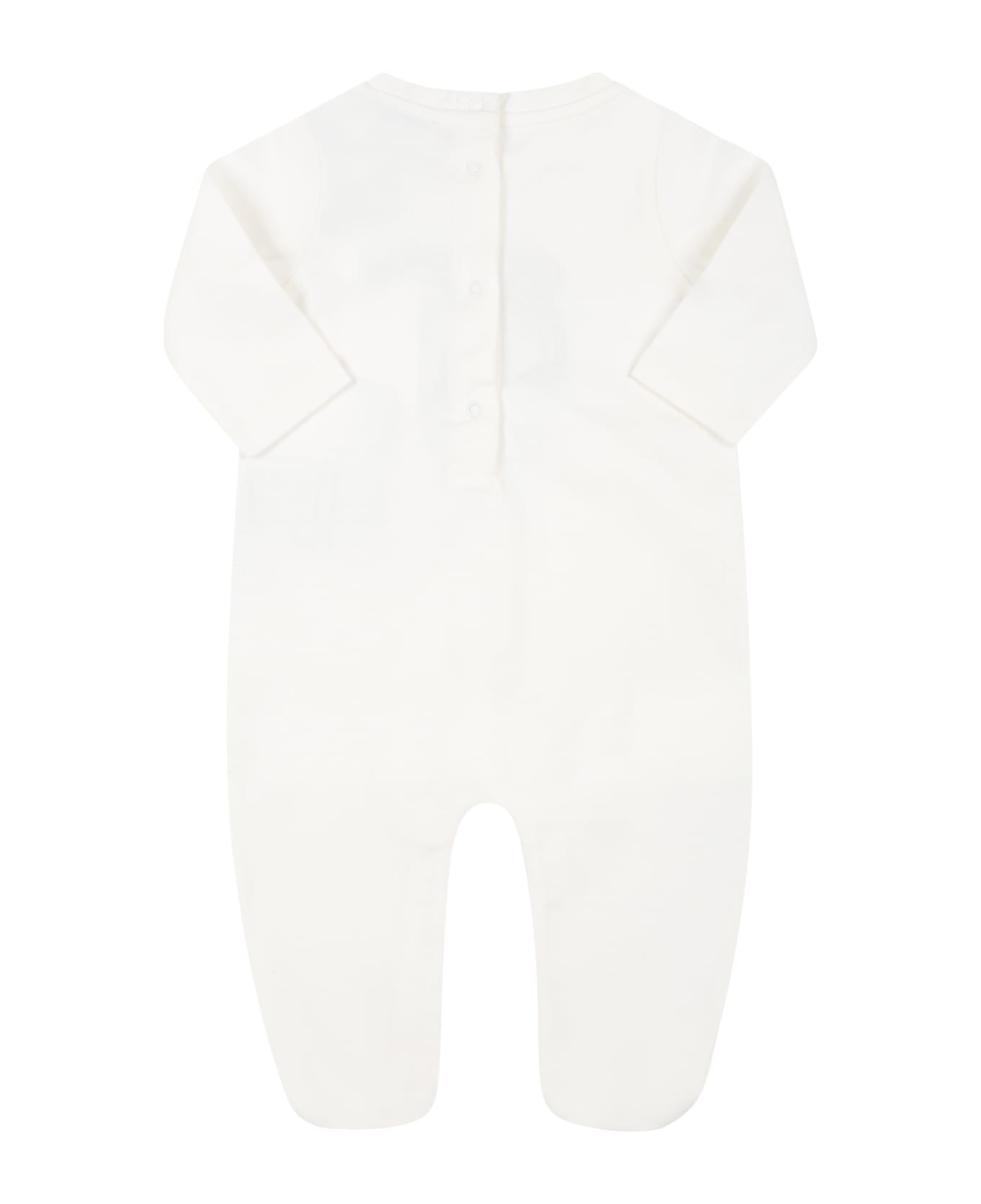 Moncler White Babygrow For Baby Kids With Bear
