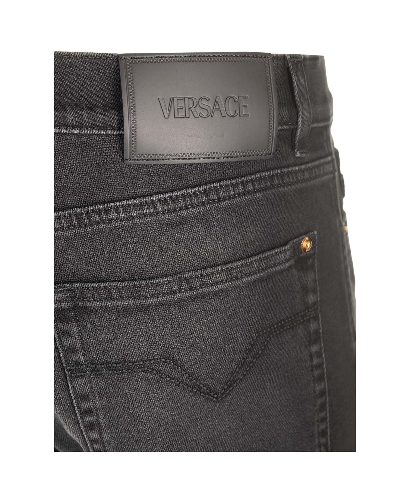 Versace Stretch Denim Slim Fit Jeans - BLACK