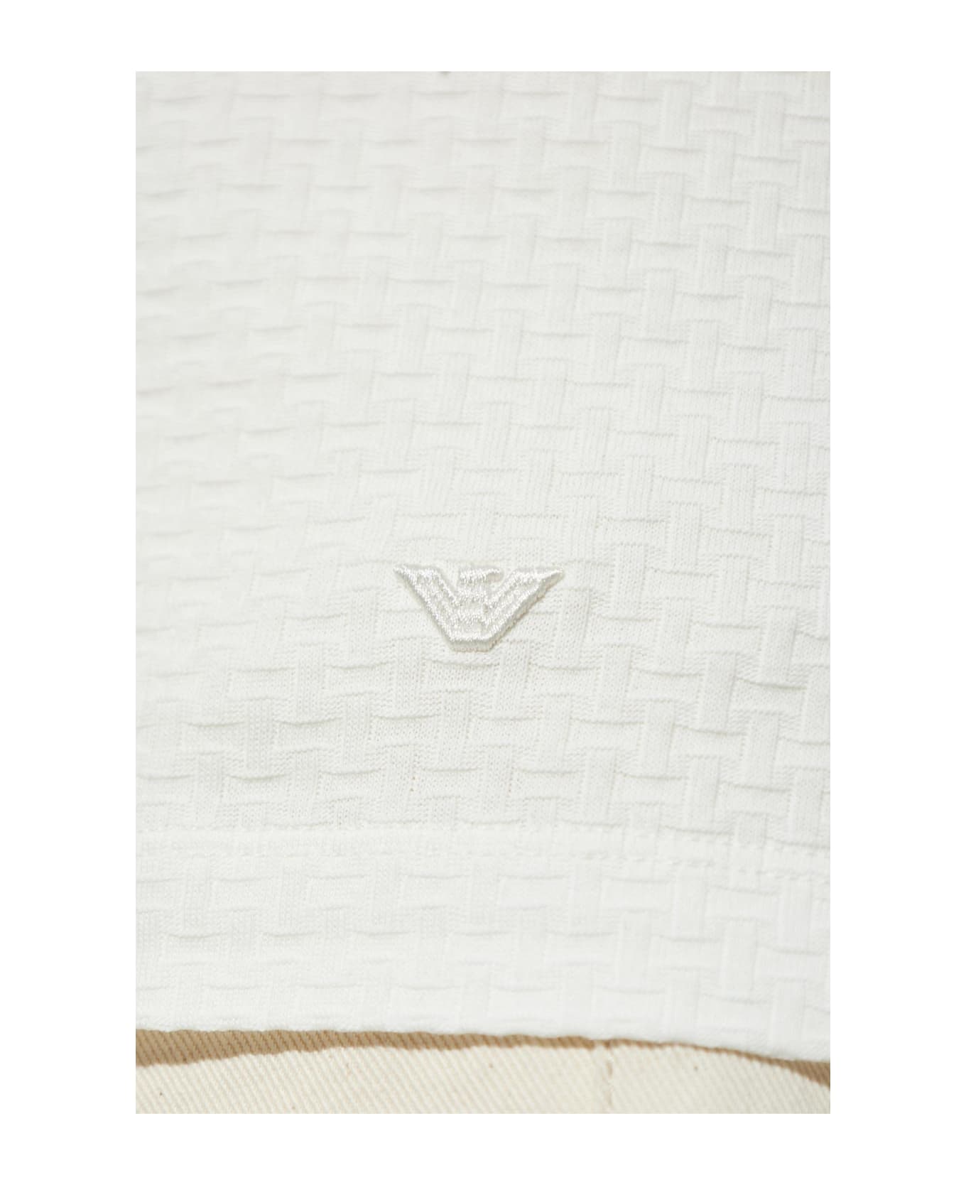 Emporio Armani Patterned Polo - White