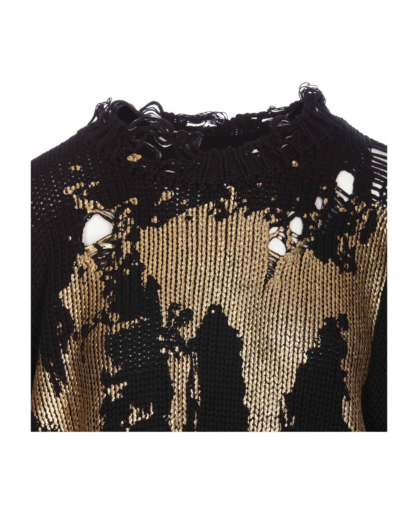 R13 Oversized Sweater Gold Splattered - Nero