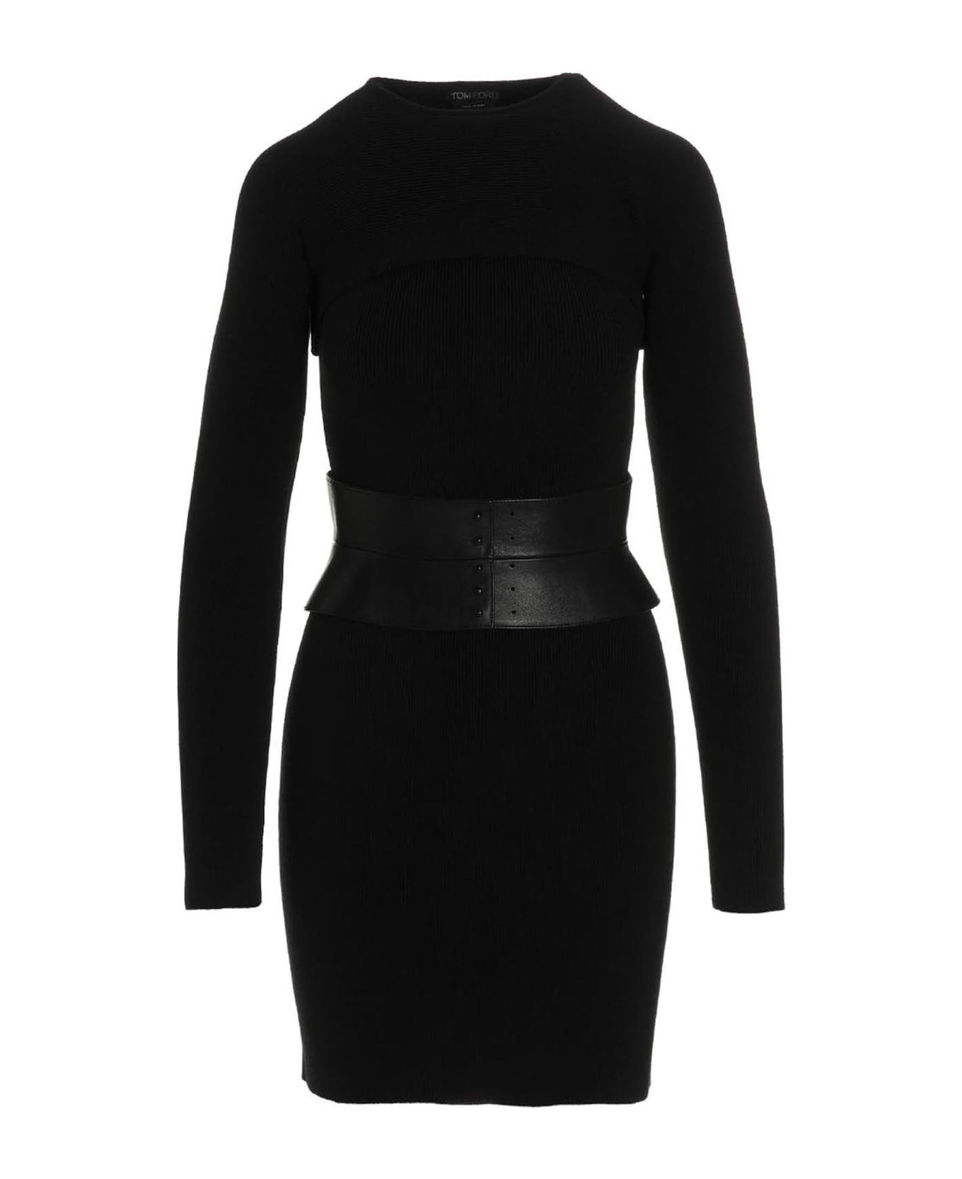 Tom Ford Belted Leather Belt Dress - Black  