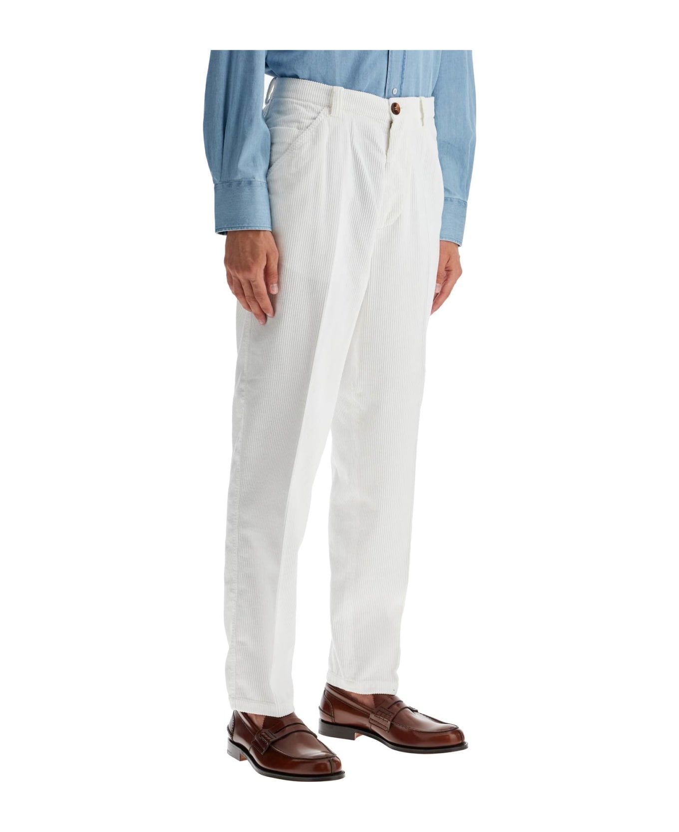 Brunello Cucinelli Corduroy Leisure Fit Pants - NEVE (White)