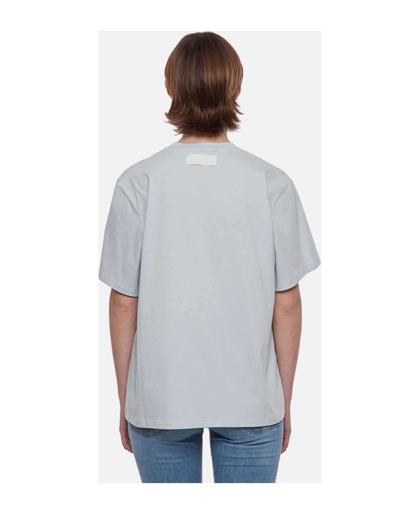 Stella McCartney 3d Metallic Silver Logo Cotton T-shirt - Clear Blue