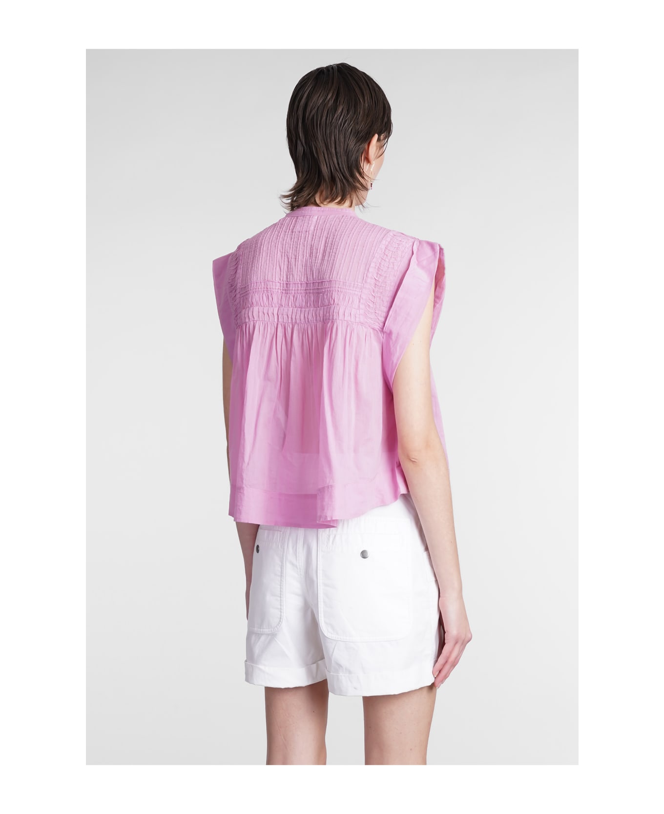 Isabel Marant Leaza Blouse In Rose-pink Cotton - Lc Lilac