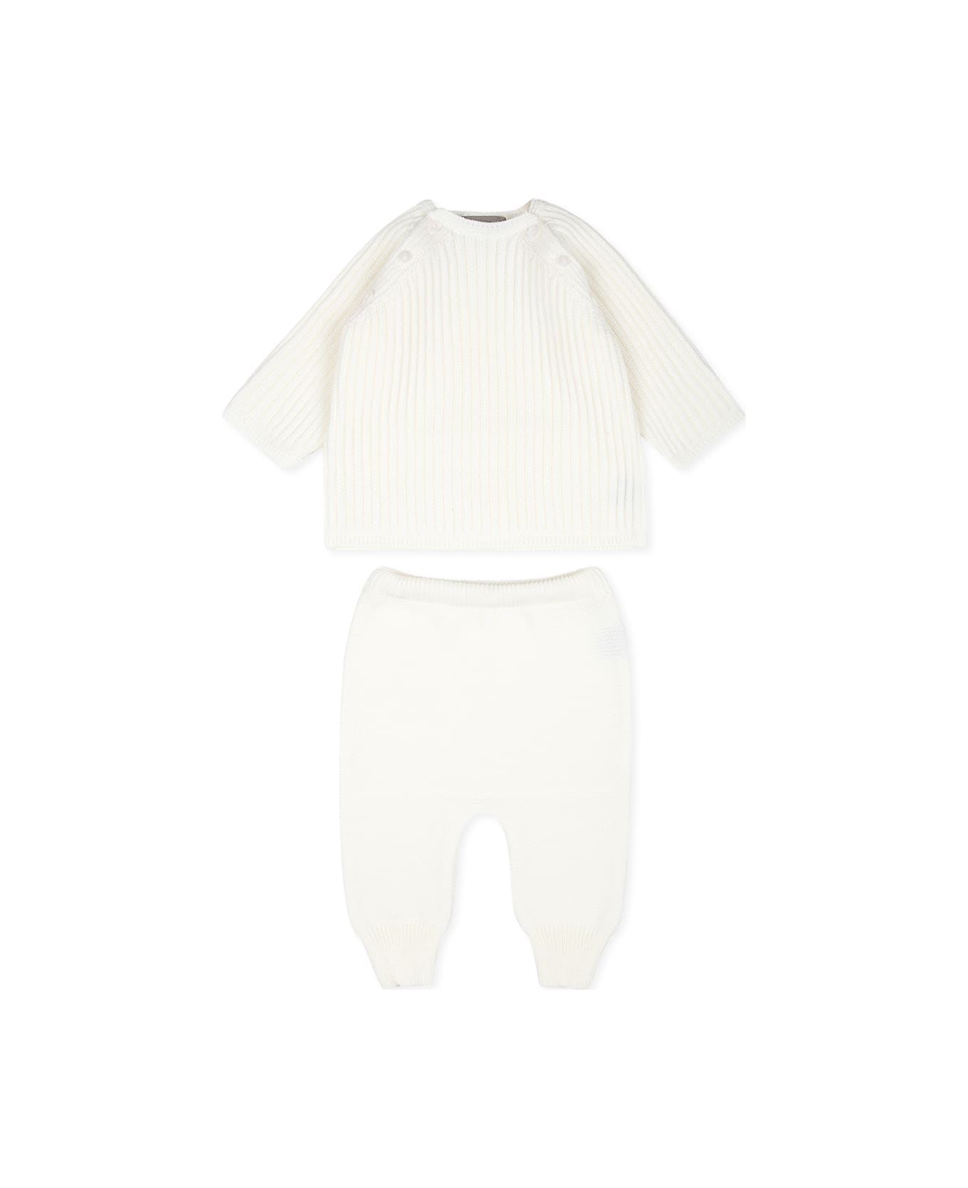 Little Bear Ivoiry Knit Suit For Baby - White