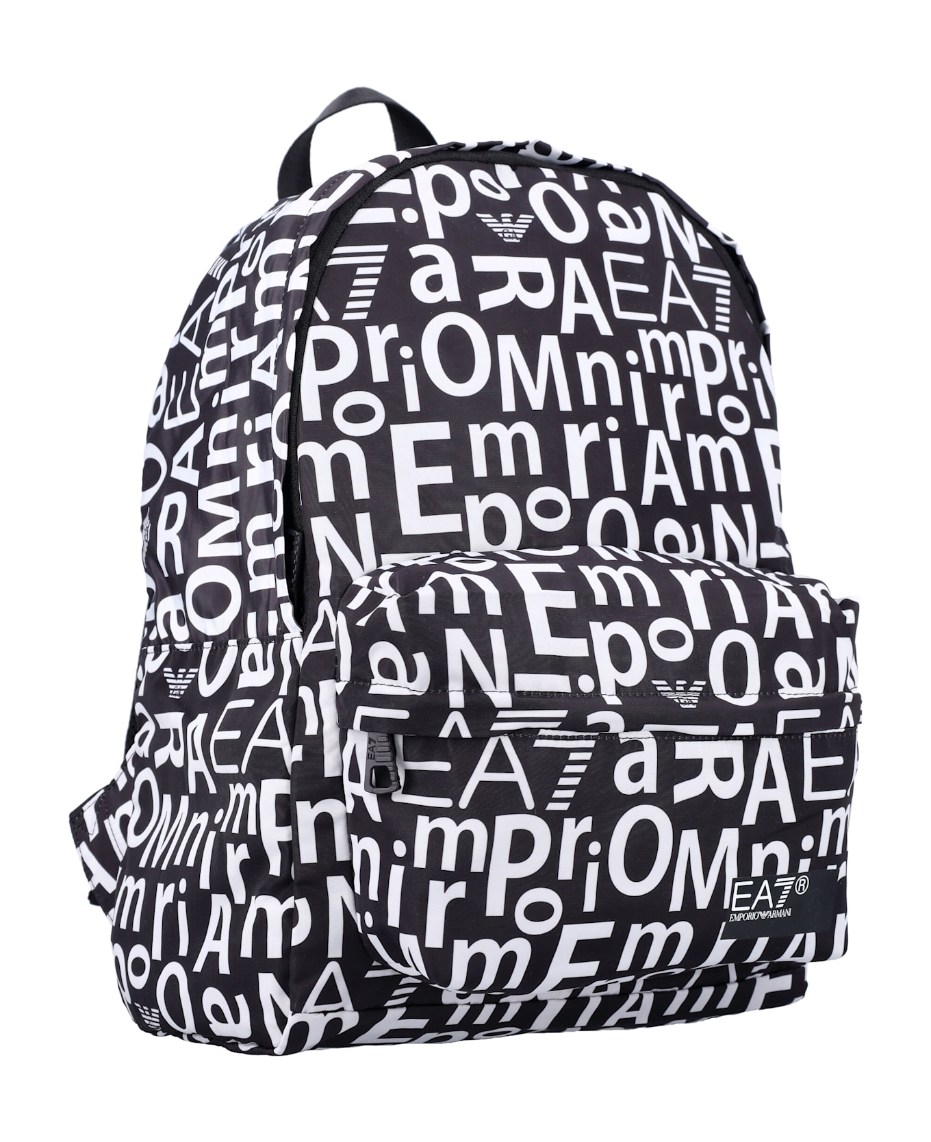 EA7 Allover Logo Print Backpack - Black