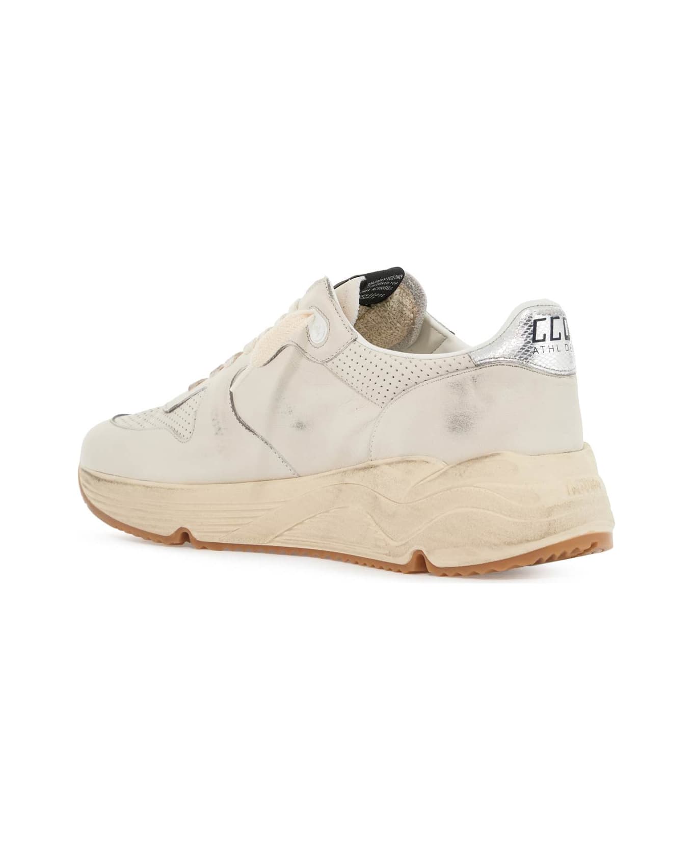 Golden Goose Leather Sole Running Sneakers With - WHITE/BLUE/SILVER