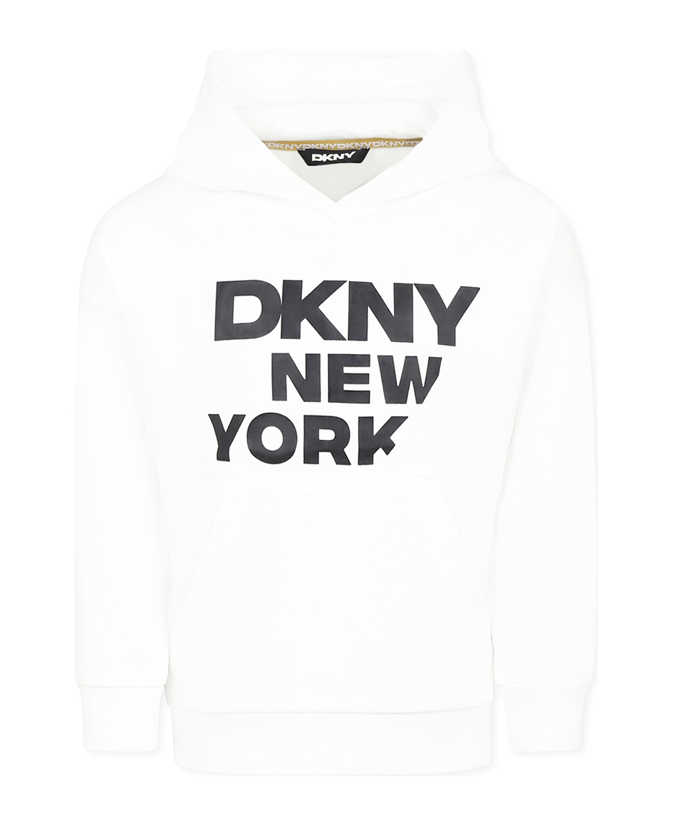 DKNY White Sweatshirt For Girl With Logo - White