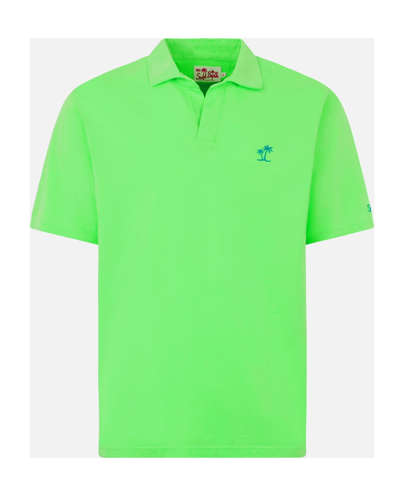 MC2 Saint Barth Man Green Cotton Jersey Polo - FLUO