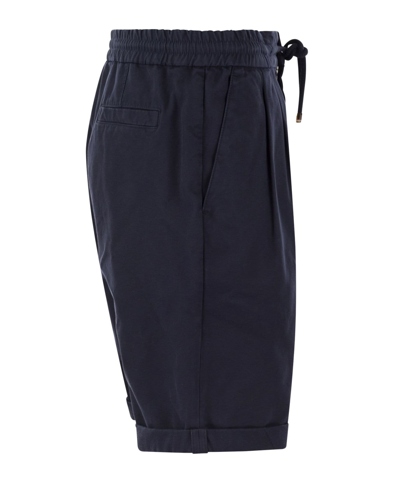 Brunello Cucinelli Bermuda Shorts In Cotton Gabardine With Drawstring And Double Darts - Blue ショートパンツ