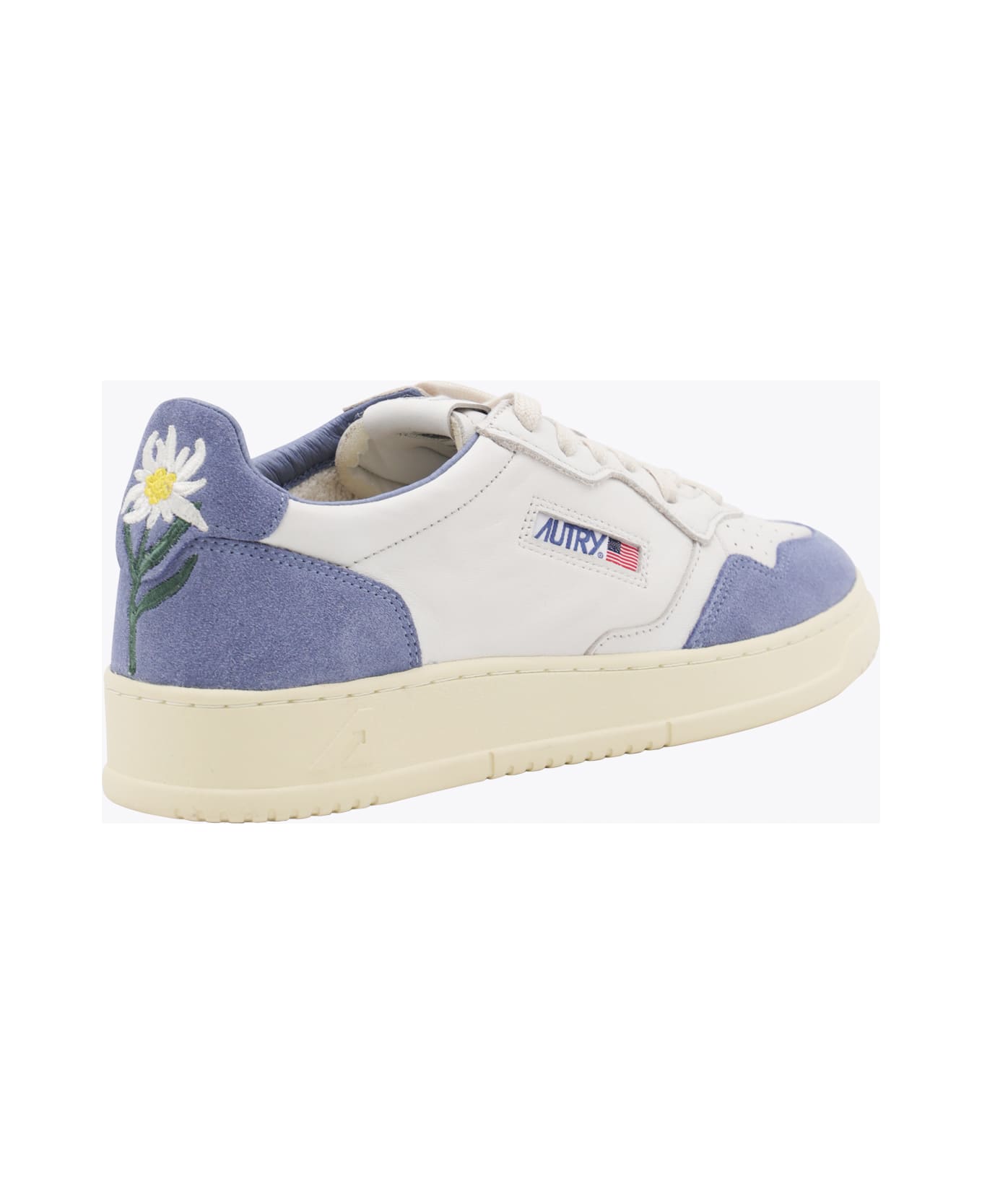 Autry White And Light Blue Leather Medalist Sneakers - WHITE/LIGHT BLUE