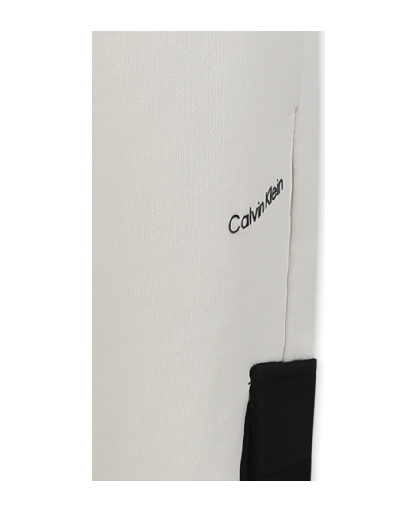 Calvin Klein Ivory Trousers For Boy With Logo - Ivory