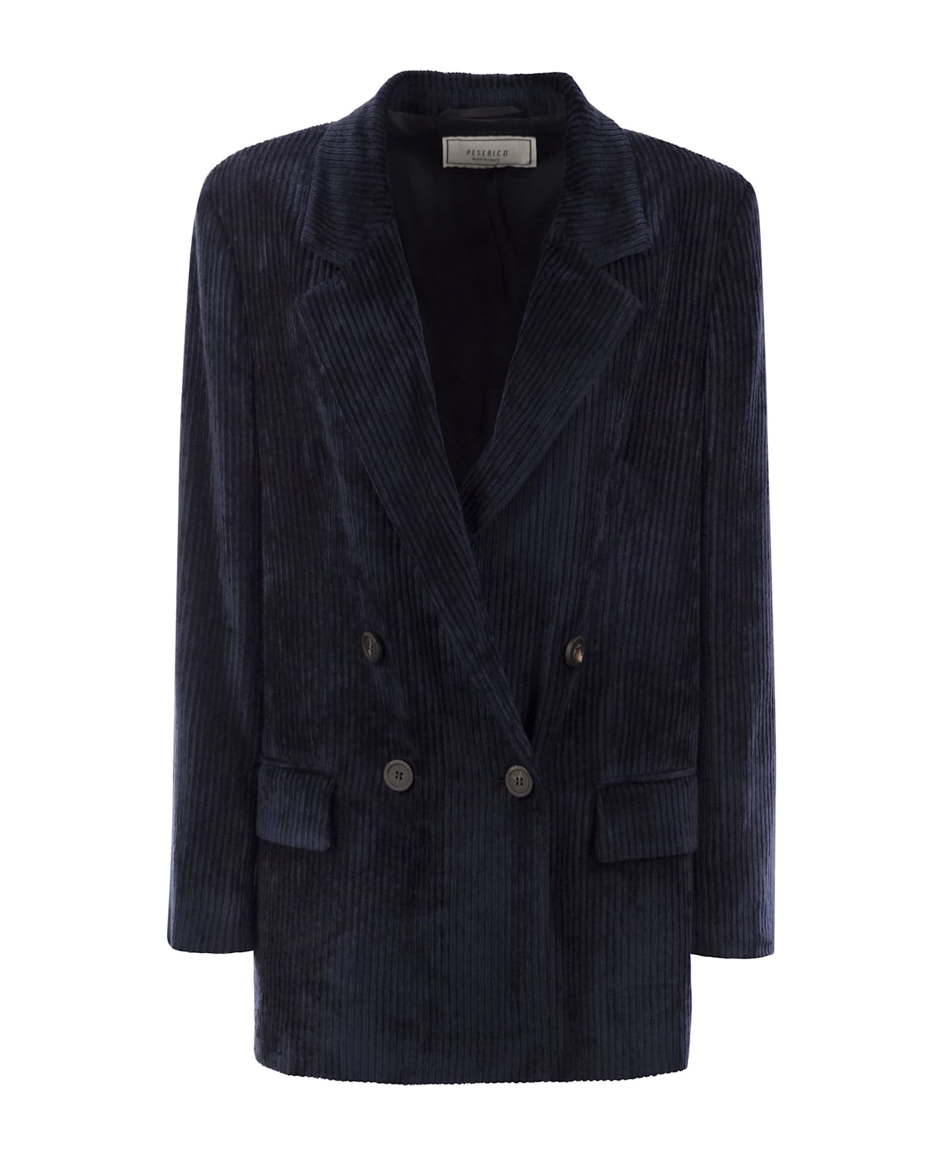 Peserico Velvet Double-breasted Blazer - Navy