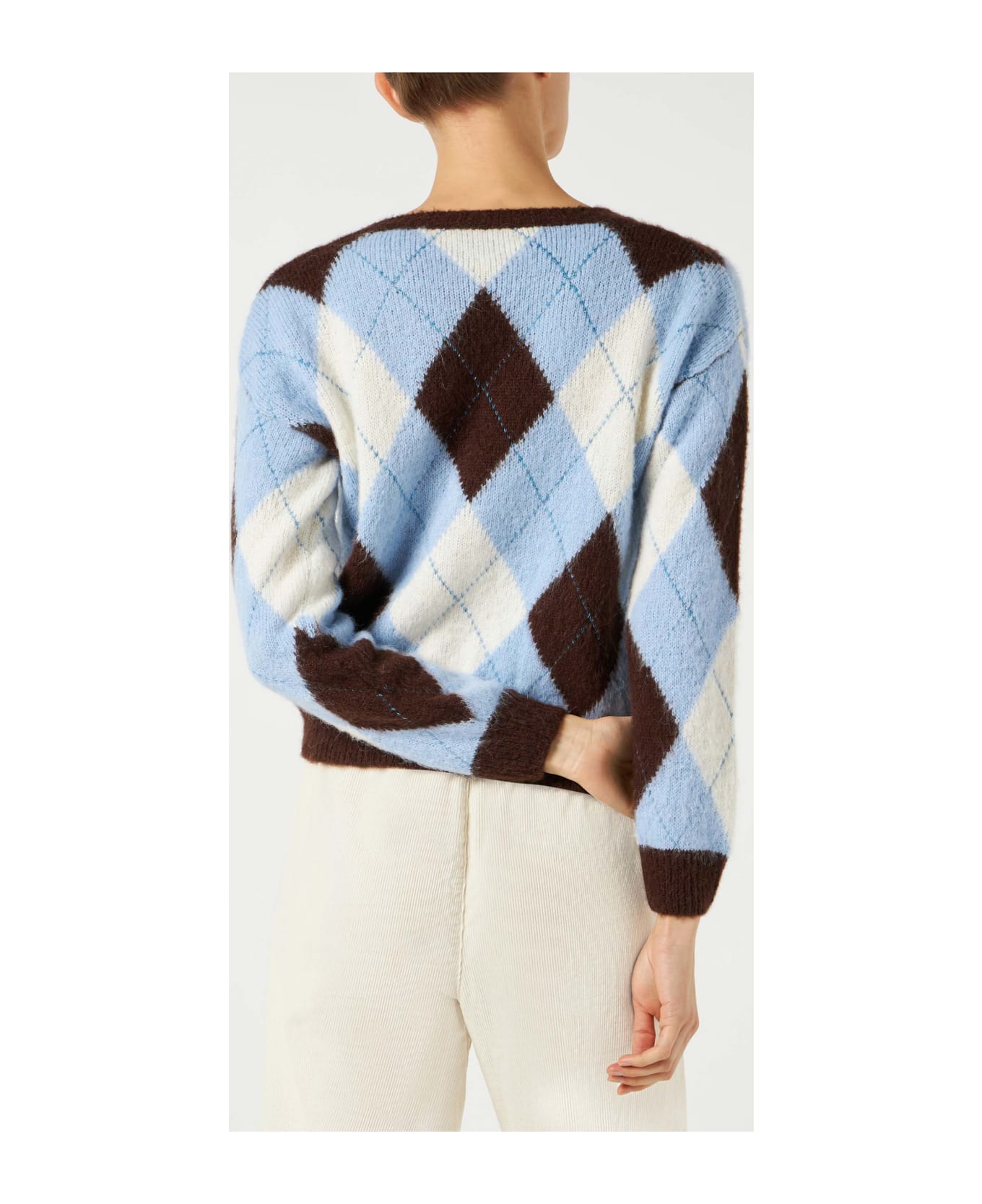 MC2 Saint Barth Woman Cropped Sweater With Argyle Pattern - MULTICOLOR