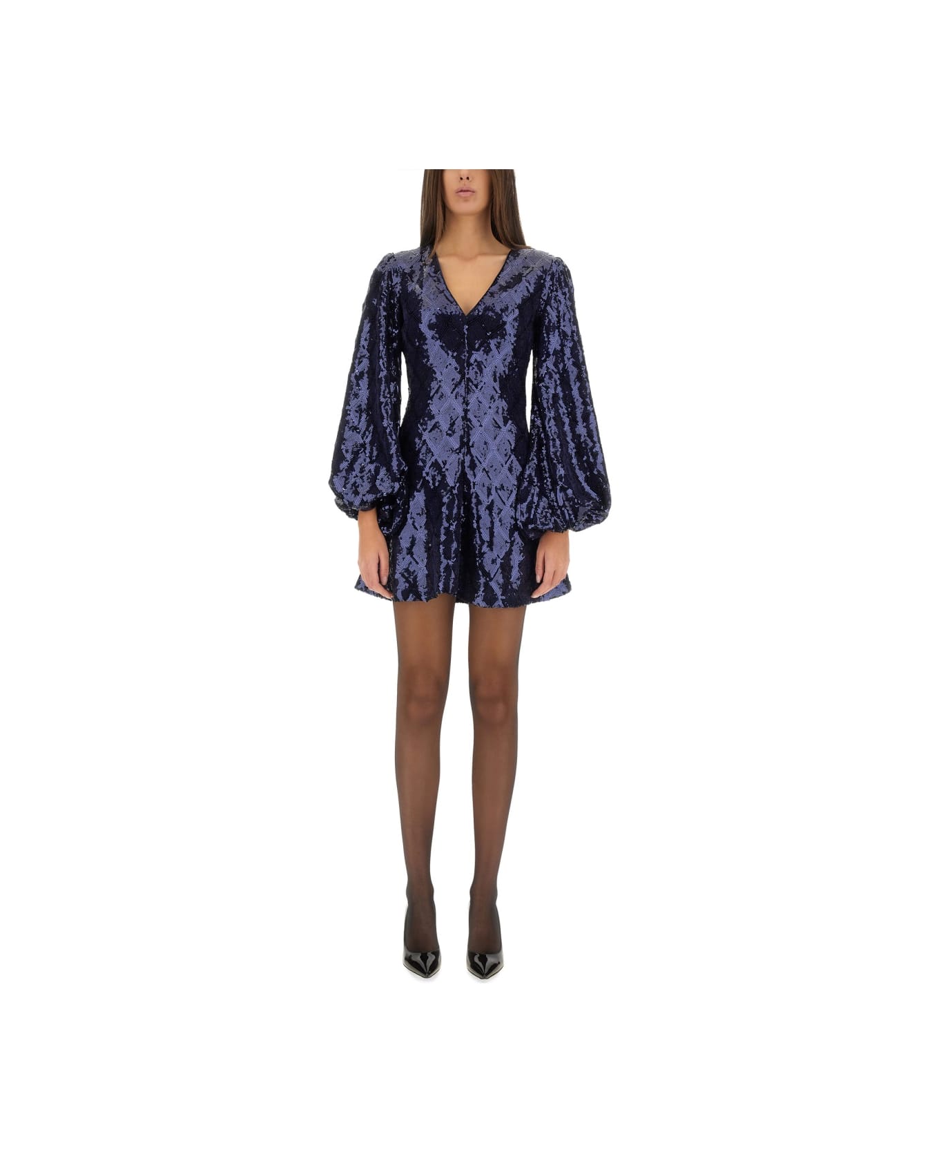 Rotate by Birger Christensen Mini Dress With Floral Pattern - Blue