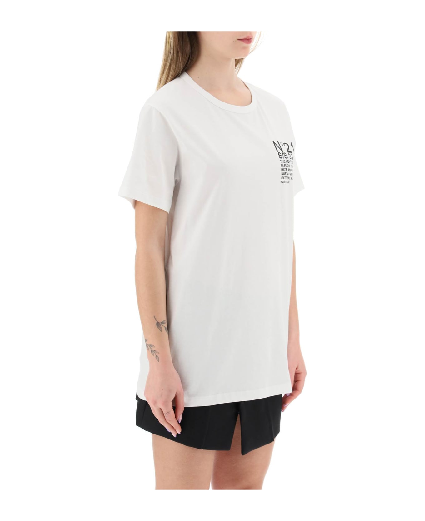 N.21 Oversized T-shirt With Logo Print - Bianco
