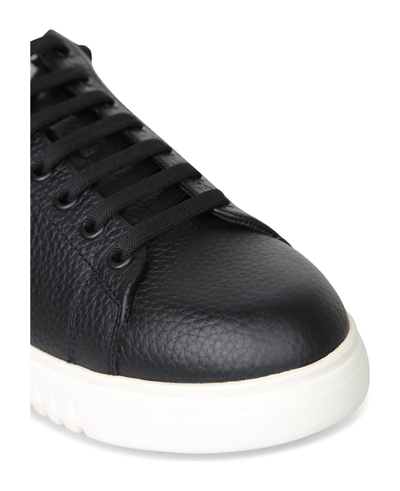 Emporio Armani Icon Grain Black Sneakers - Black