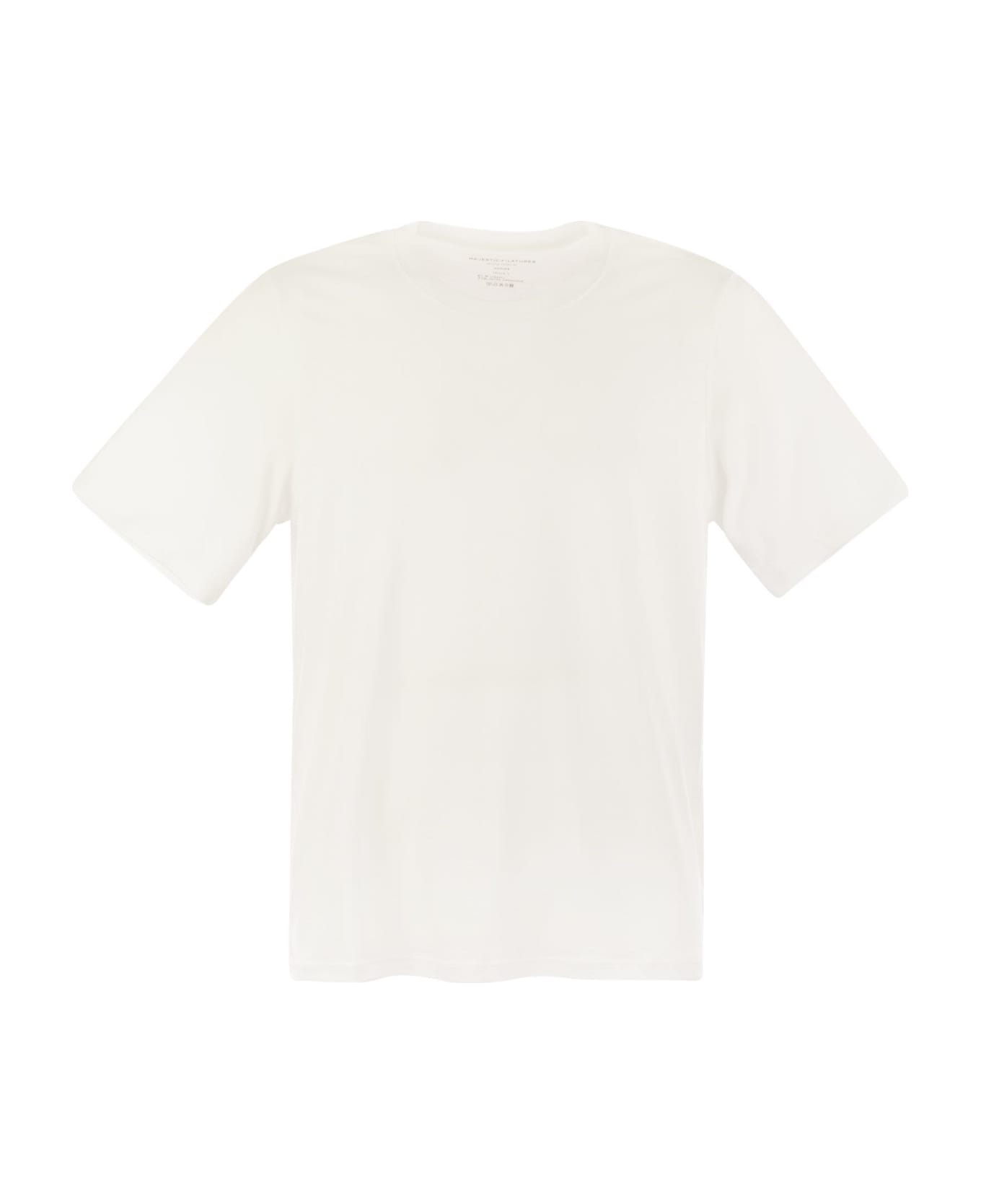 Majestic Filatures Short-sleeved T-shirt In Lyocell And Cotton - White