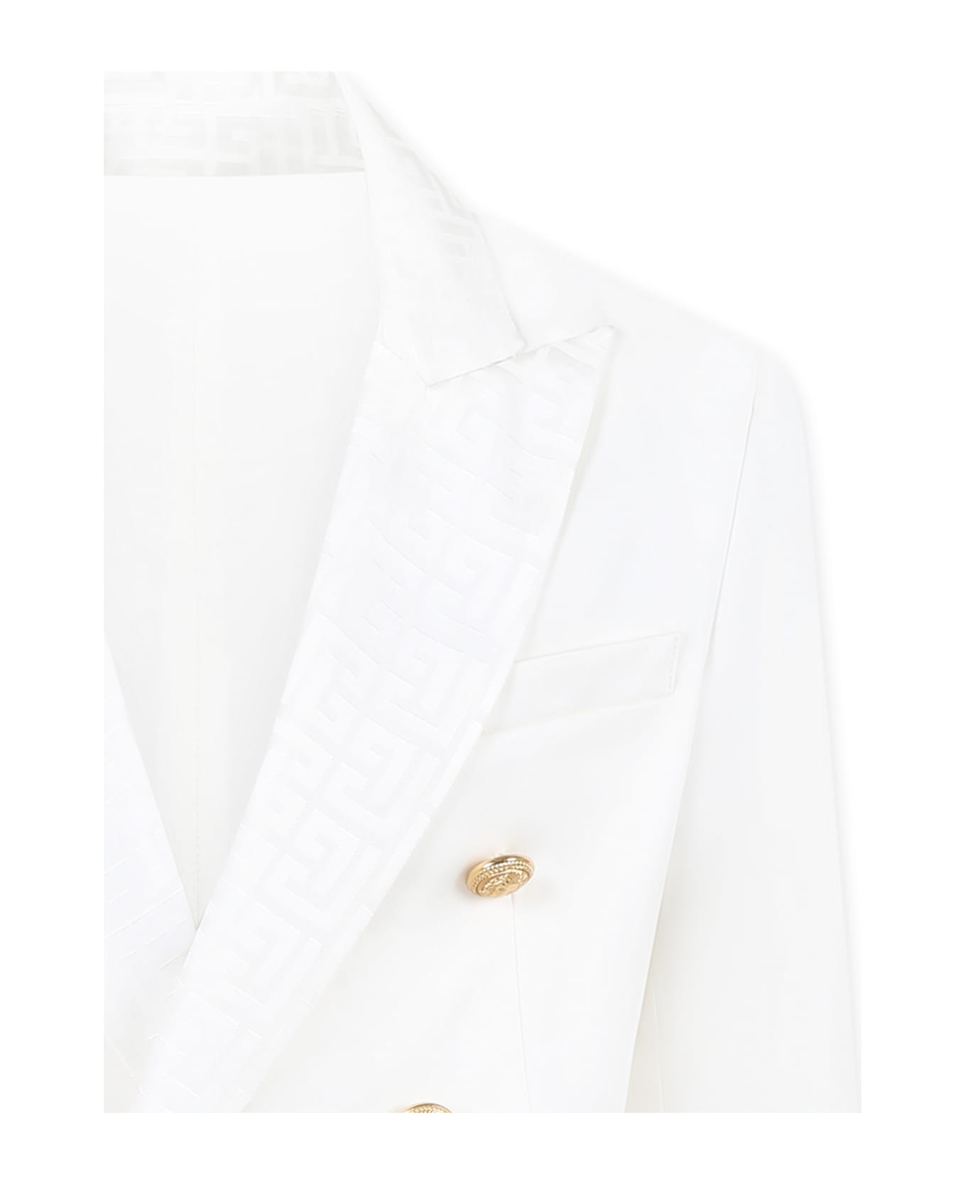 Balmain White Jacket For Boy With Iconic Labyrinth - White
