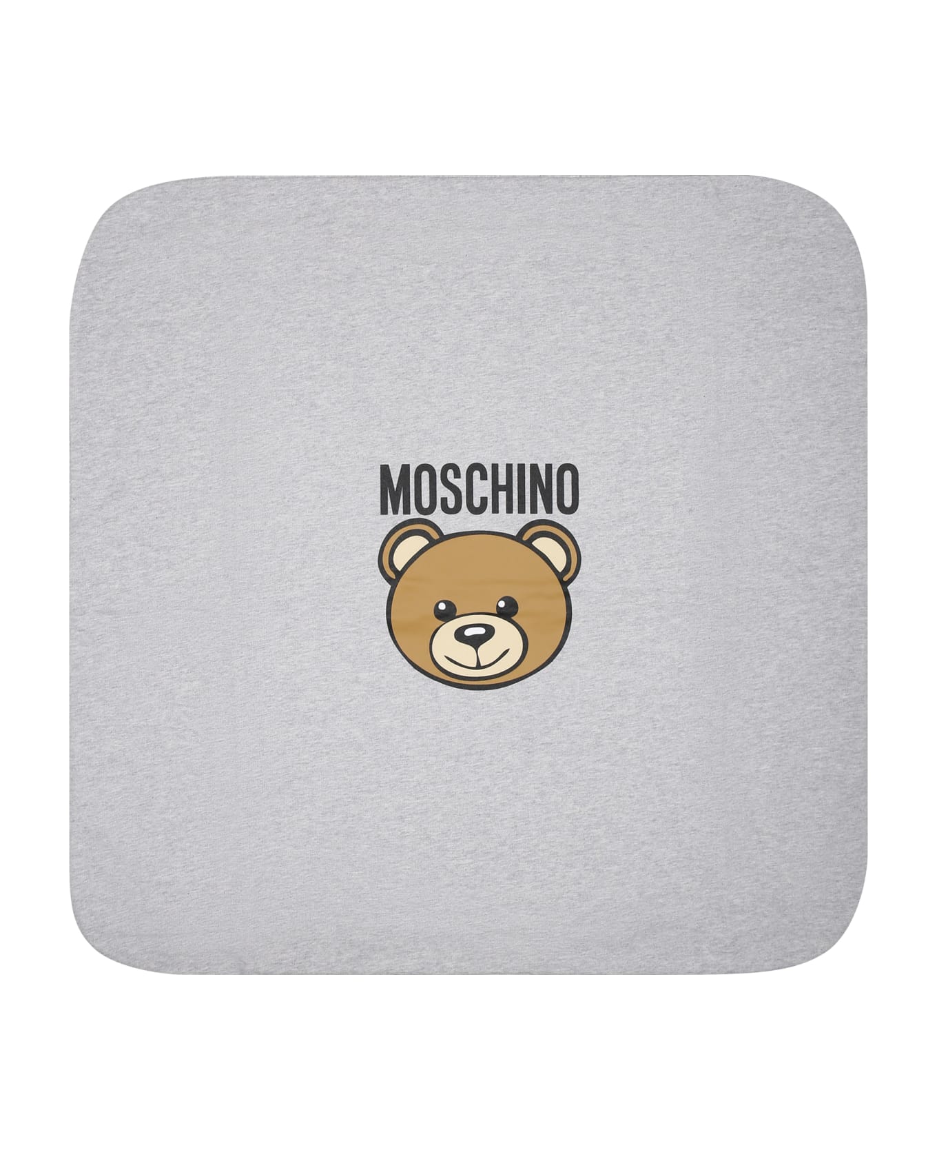 Moschino Gray Babies Blanket With Teddy Bear And Logo - Grey