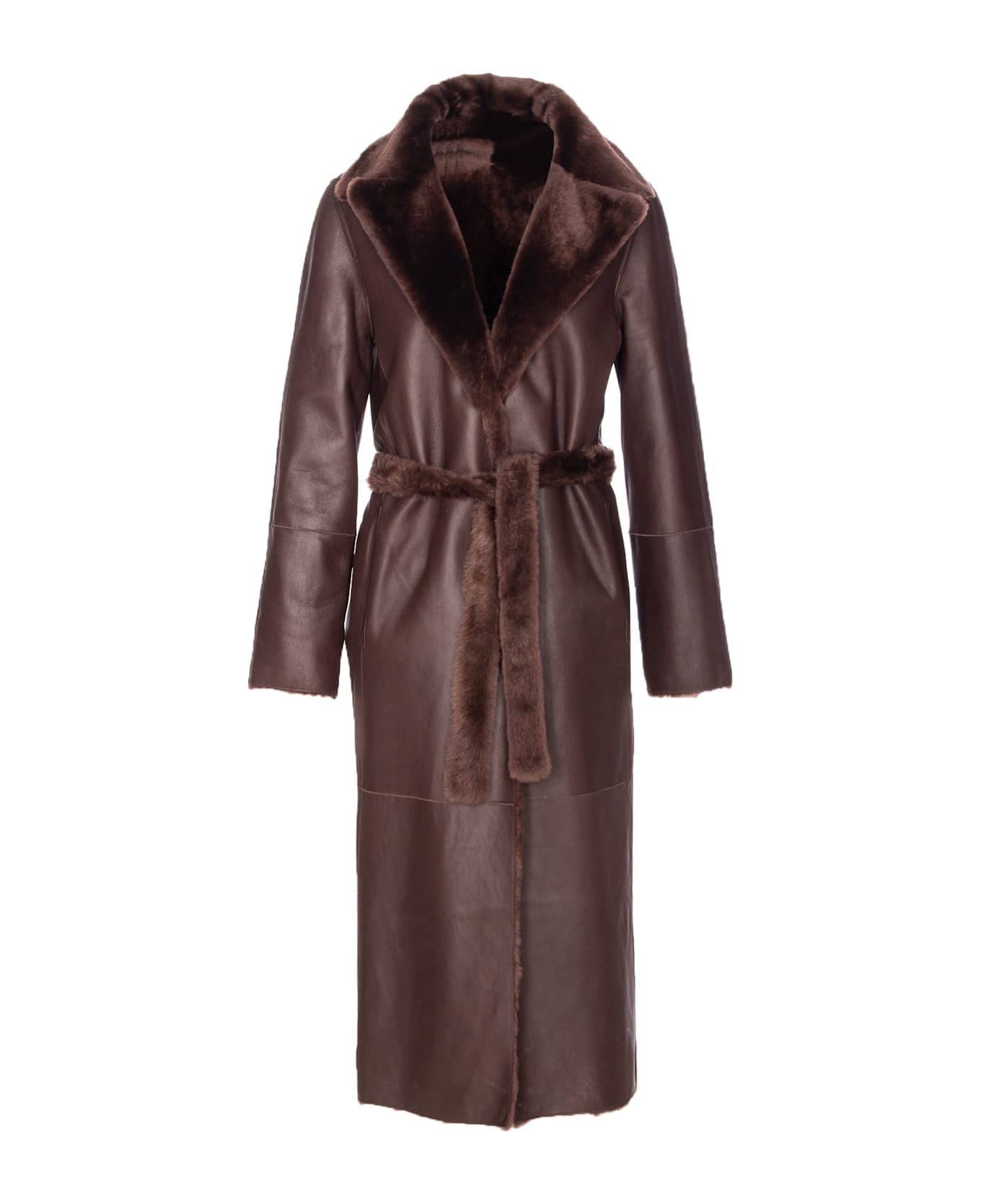 Yves Salomon Reversible Coat - Brown