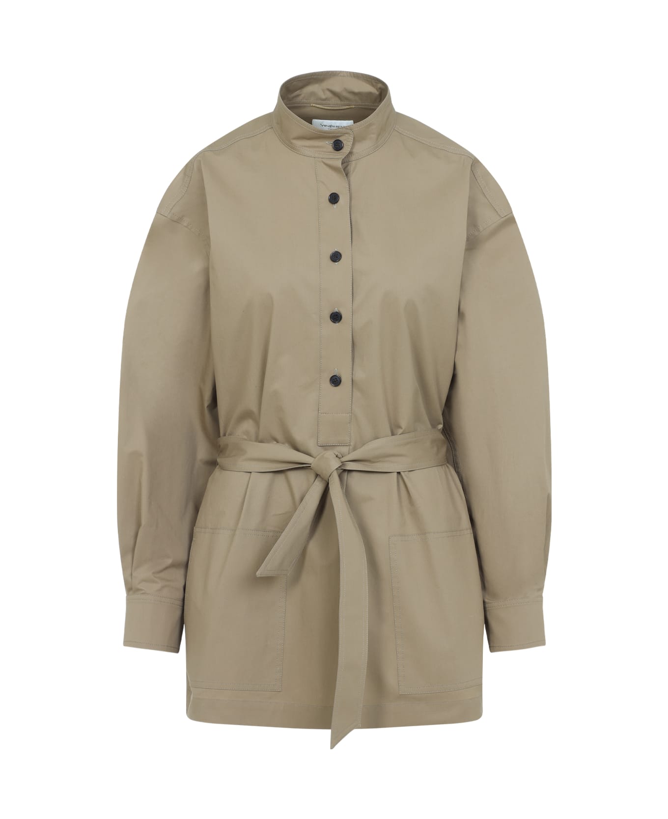 Saint Laurent Camel Poplin Blouse - SABLE MOUILLE