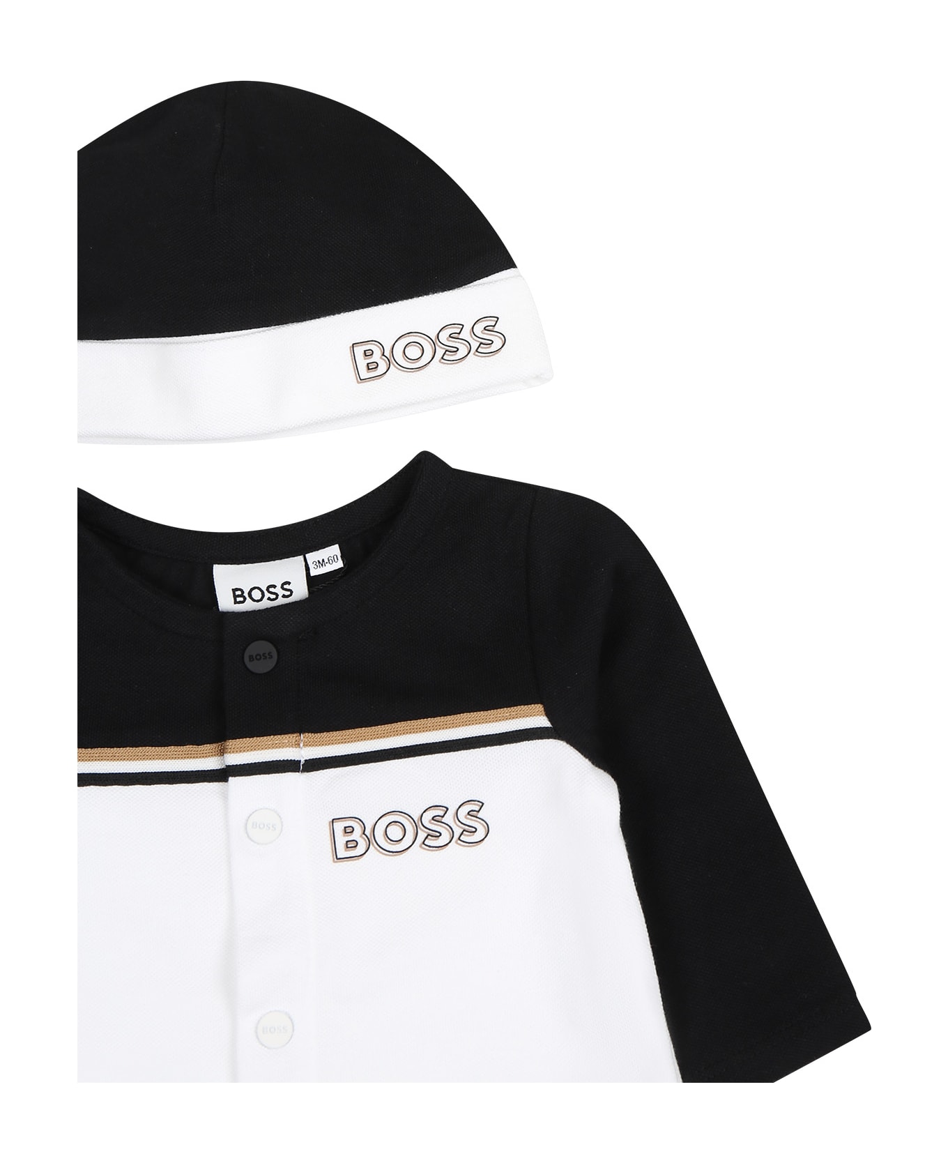 Hugo Boss White Set For Baby Boy With Logo - White ボディスーツ＆セットアップ
