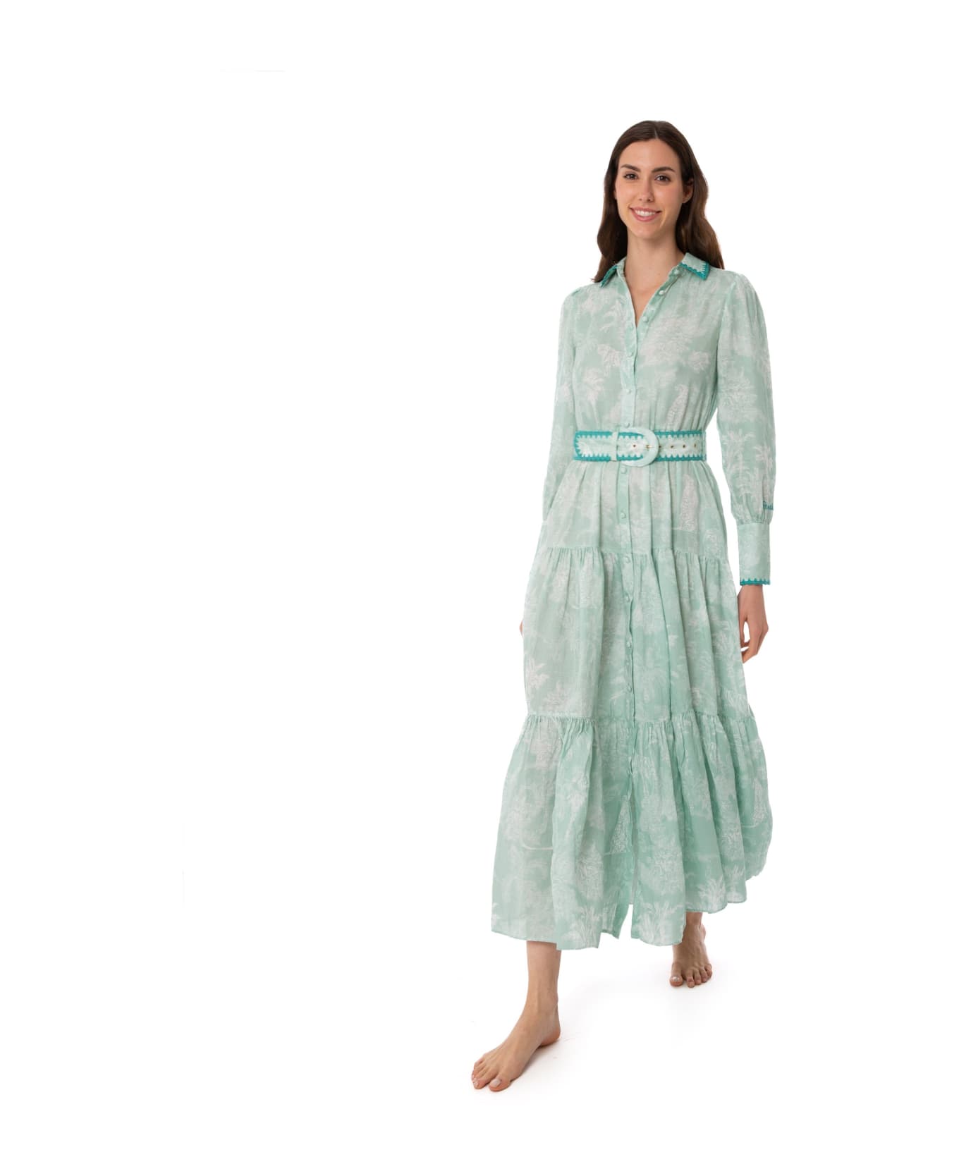MC2 Saint Barth Woman Linen Long Dress - GREEN