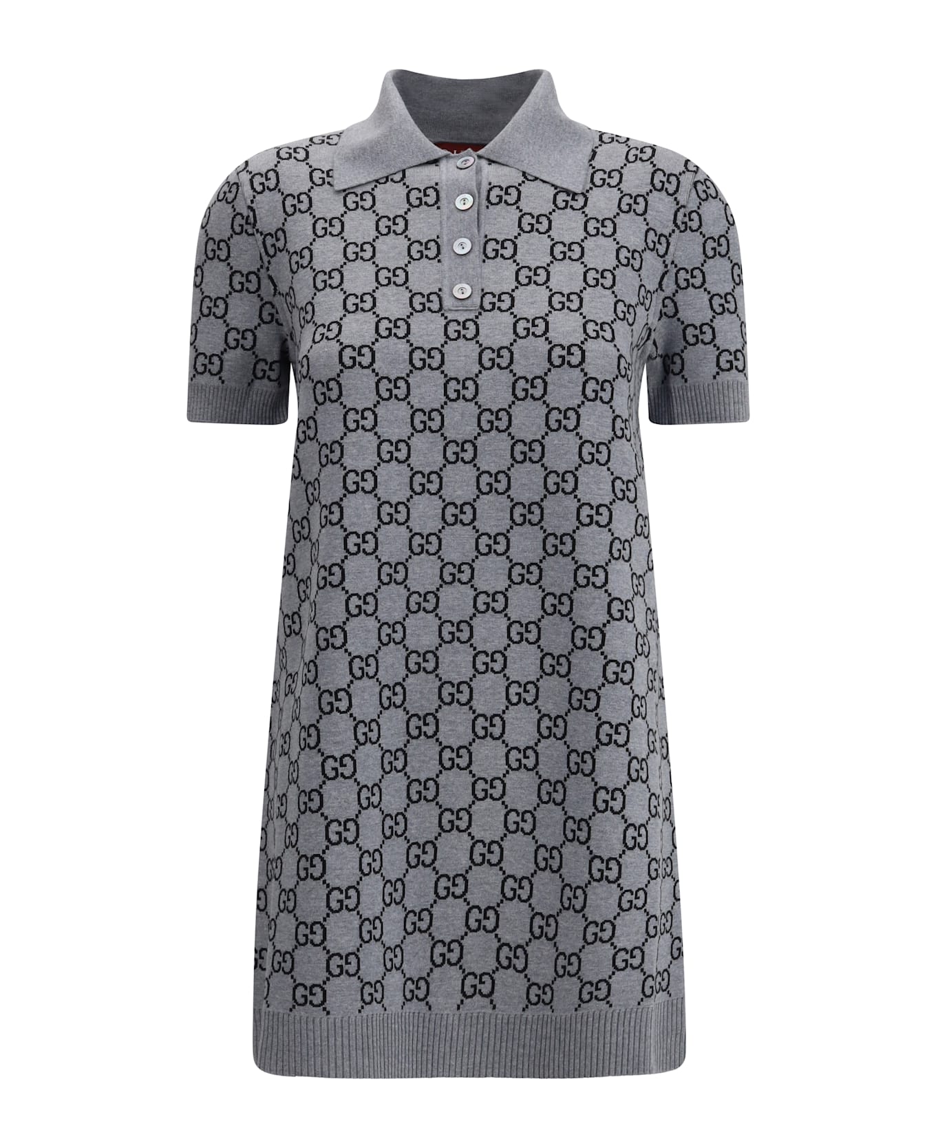 Gucci Gg Supreme Polo Dress - Grey