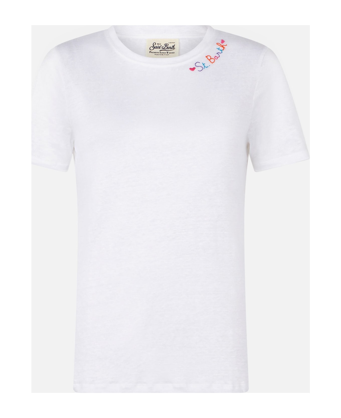 MC2 Saint Barth Cotton T-shirt With Love St. Barth Embroidery - WHITE Tシャツ