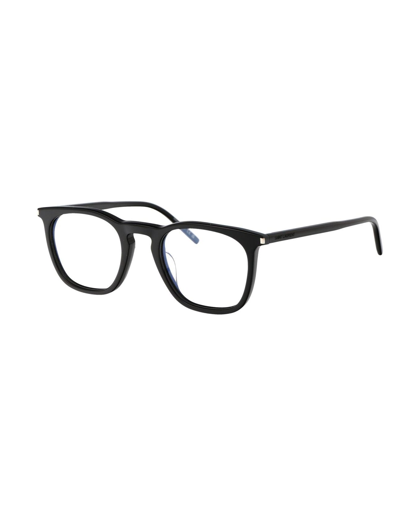 Saint Laurent Eyewear Round Frame Glasses - 001 black black transpare