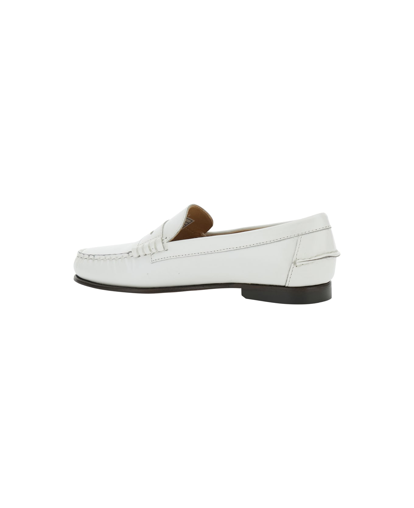 Sebago 'danielle Pop' White Loafers With Bevelled Toe And Low Stacked Heel In Leather Woman - White
