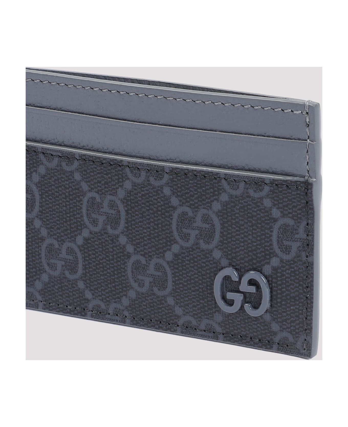 Gucci Logo Card Holder - Black Steel Steel