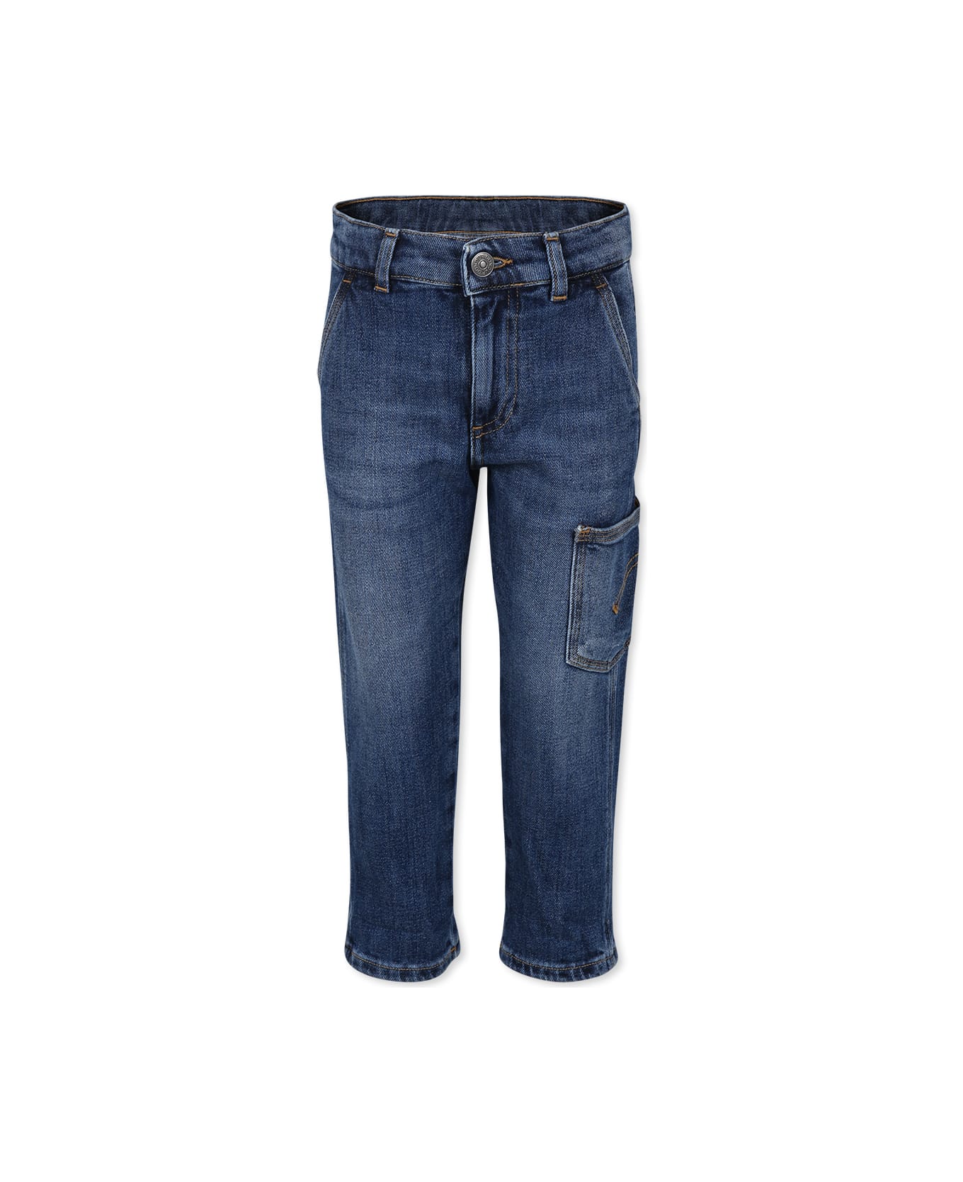 Dondup Blue Jeans For Boy With Logo - Denim