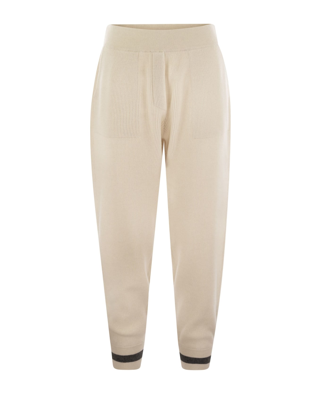 Brunello Cucinelli English Rib Cashmere Knit Trousers - Butter