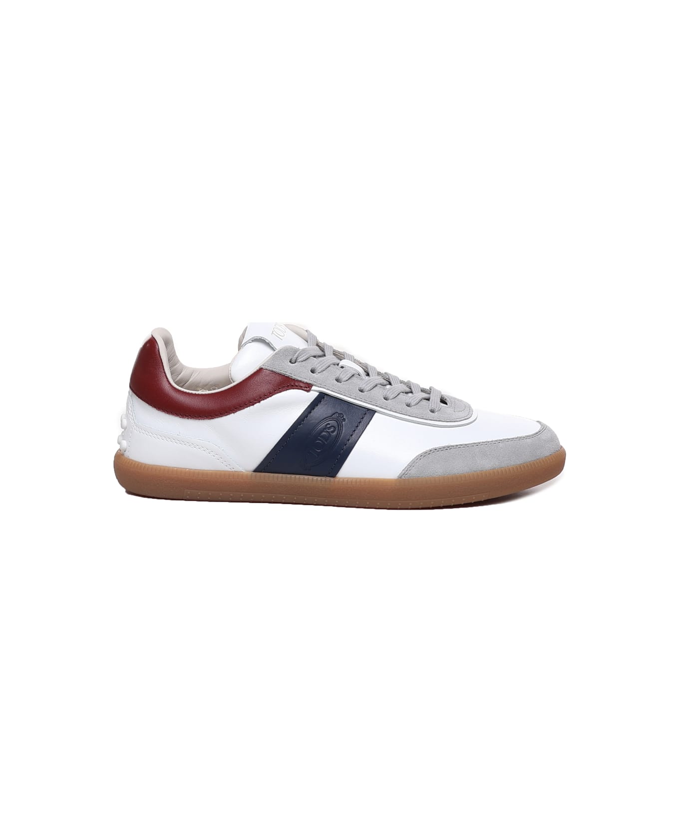 Tod's Tabs Sneakers In Suede - White, blu, red