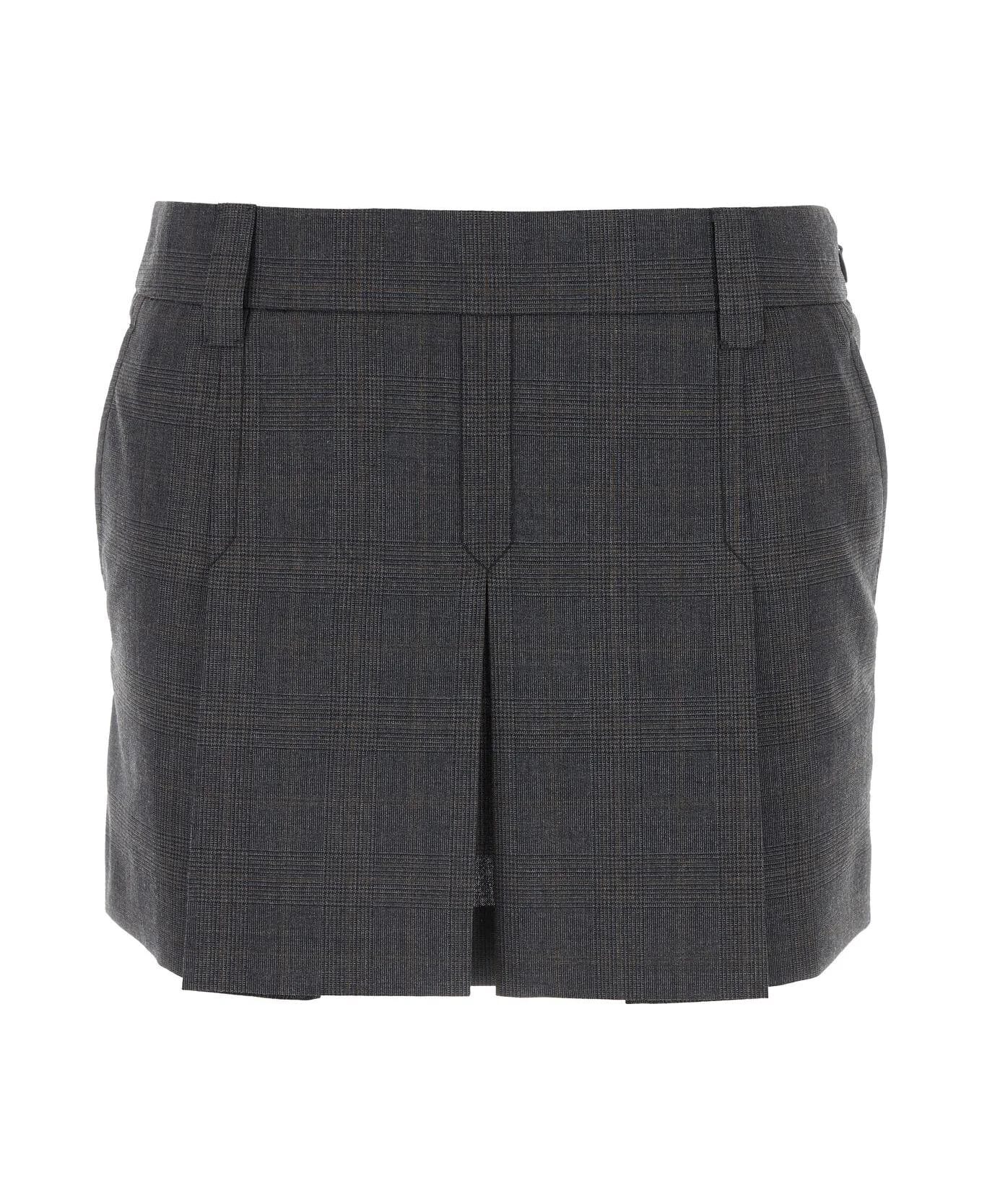 Miu Miu Glencheck Mini Skirt - ARDESIA