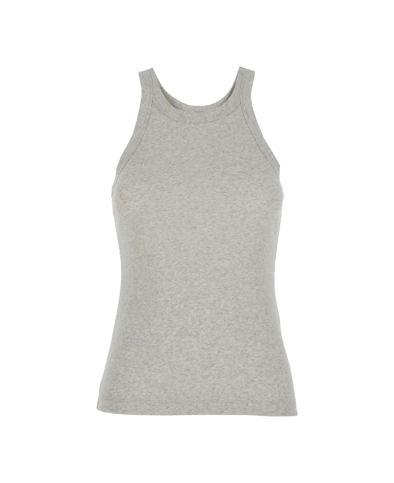 Totême Grey Tank Top With U Neckline In Ribbed Cotton Woman - Grey