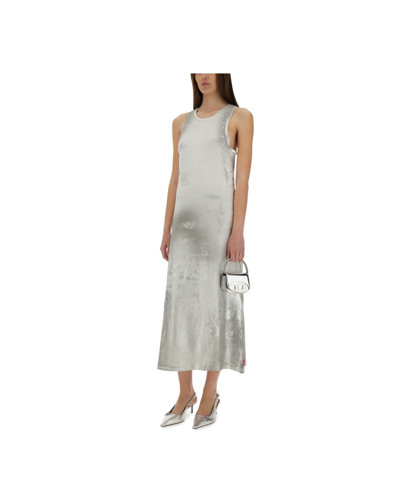 Diesel Long Cotton Dress - SILVER
