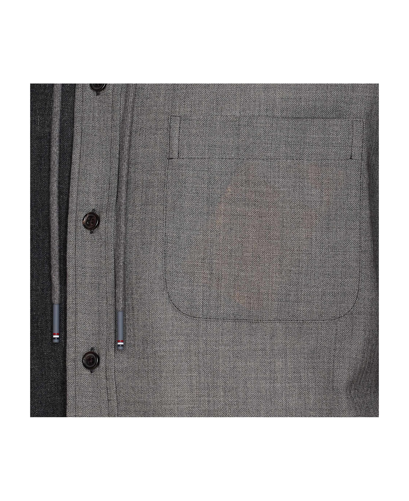 Thom Browne Fresco Funmix Hooded Shirt - Grey
