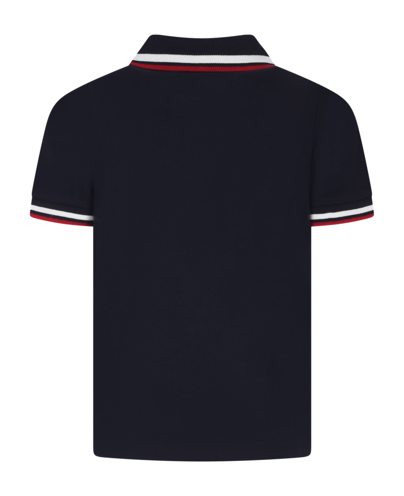 Moncler Blue Polo Shirt For Boy With Logo Tシャツ＆ポロシャツ