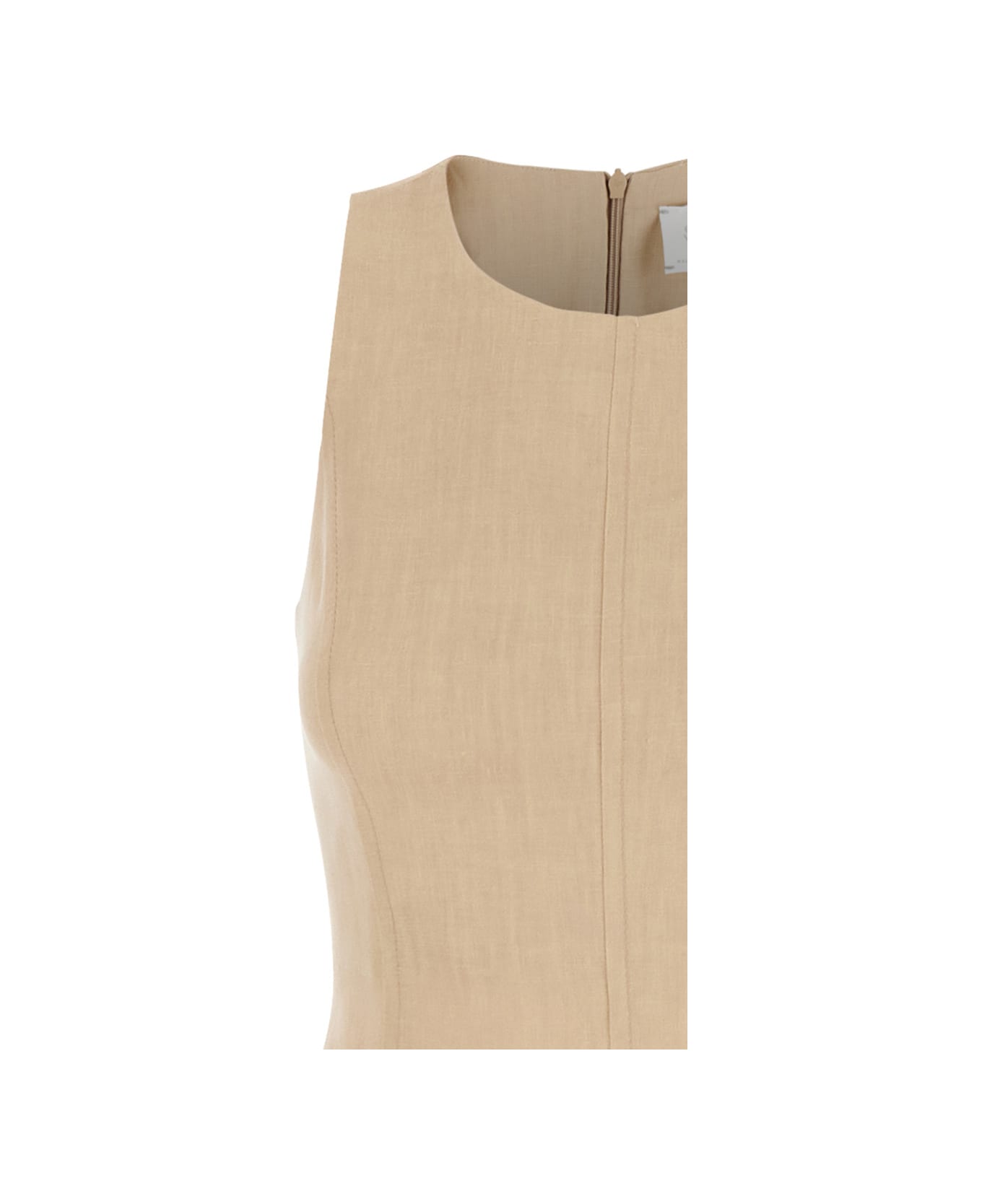 Eleventy Beige Long Sleeveless Dress In Linen Woman - Beige