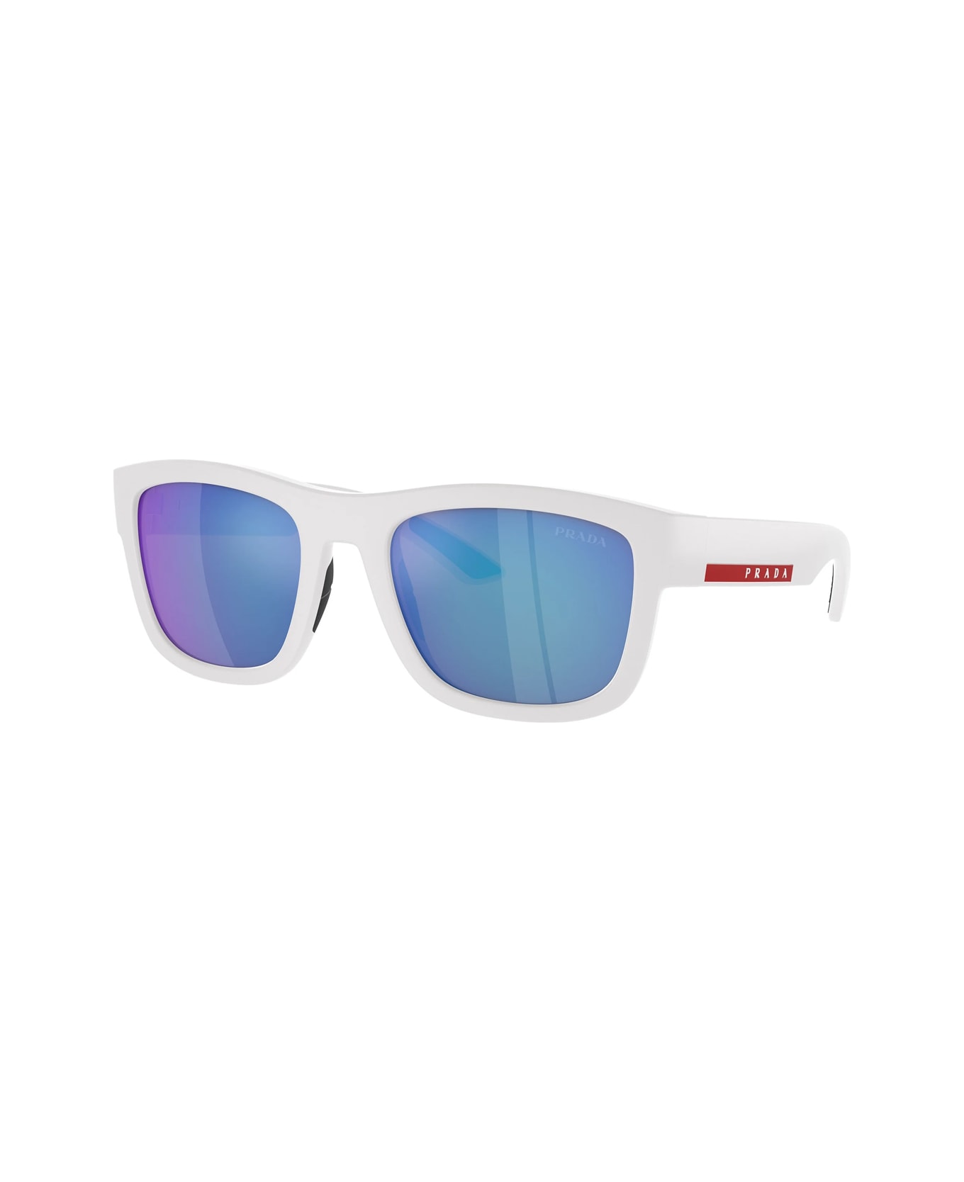 Prada Linea Rossa Ps01zs Active Twk08r Bianco Effetto Gommato Sunglasses - Bianco