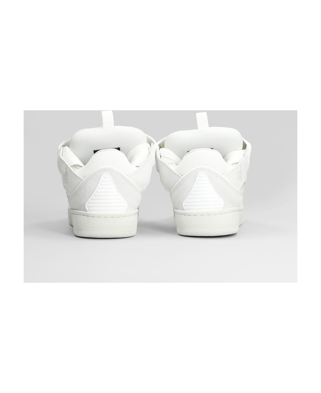 Lanvin Curb Sneakers In White Suede And Leather - white