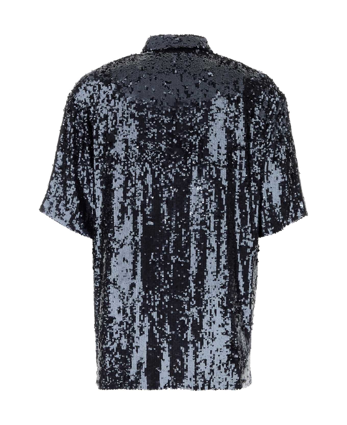 Dries Van Noten Embellished Viscose Shirt - MIDNIGHT