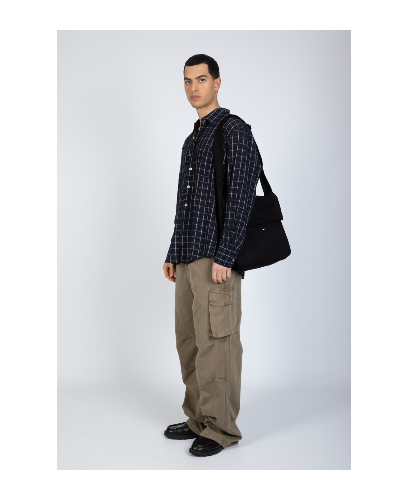 Our Legacy Above Shirt Dark blue checked shirt with long sleeves - Above Shirt - Blu